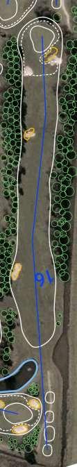Cromstrijen hole 16: voorstel Renoveer de twee linker fairway bunkers en maak ze beiden iets grilliger Maak de linker bunker voor de green dicht Verplaats de rechter green bunker dichter naar de