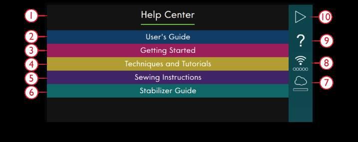 8 Help Center Help Center Inleiding In het Help Center vindt u informatie over het gebruik van uw performance icon -machine en kunt u meer lezen over de functies van de machine.