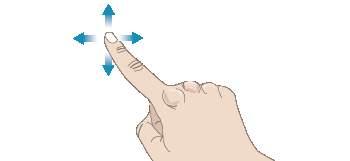 Vegen Druk, verplaats en laat uw vinger los met een snelle beweging om te vegen. Vegen van links naar rechts/van rechts naar links wordt bijvoorbeeld gebruikt om door stekenmenu's te bladeren.