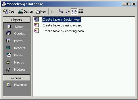 2. Tabellen 2.1. Maak een database aan Open Access en open vervolgens de gewenste Access database.
