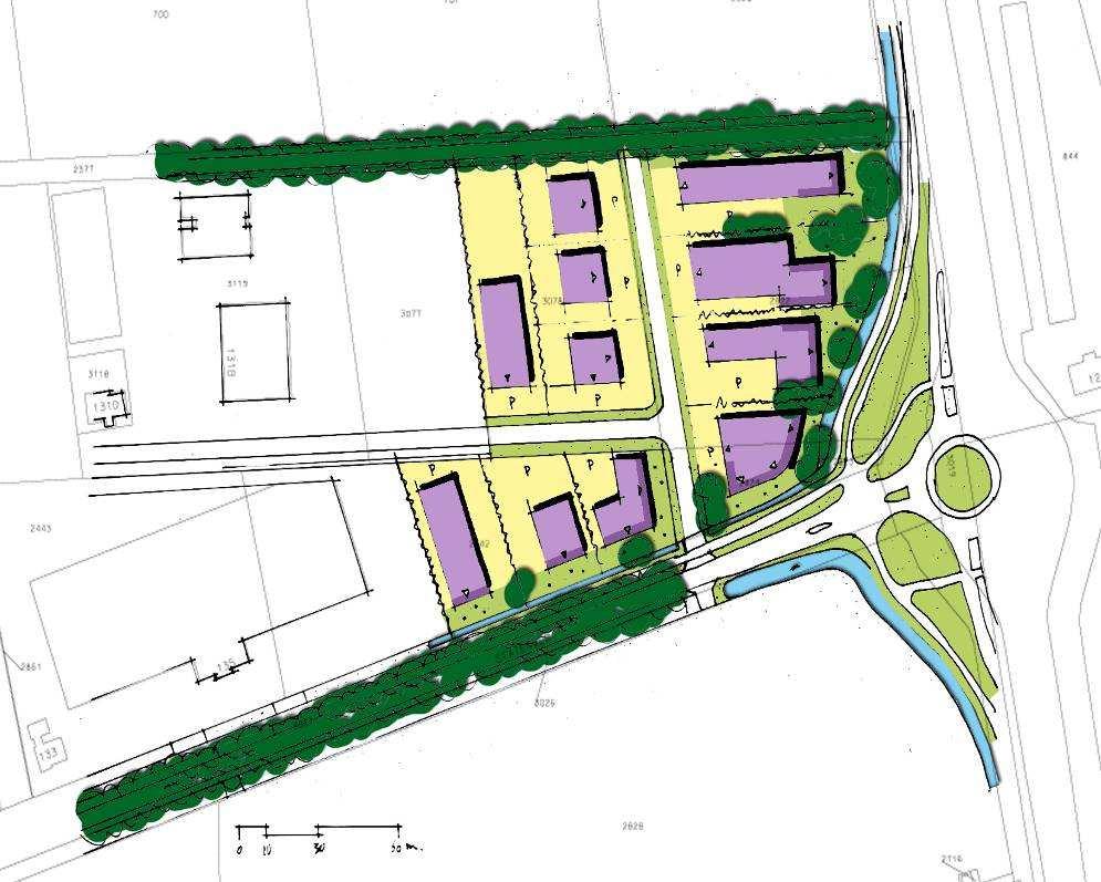 2.2 Toekomstige situatie Toekomstig gebruik Op de uitbreidingslocatie worden 11 percelen gerealiseerd in drie clusters (figuur 4).