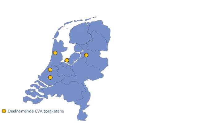 Deelnemende CVA-ketens Regio Alkmaar-Den Helder 1. CVA keten regio Alkmaar/Den Helder 2. Netwerk CVA Zuid Holland Noord 3. Rotterdam Stroke Service 4. Stroke Service Almere 5.