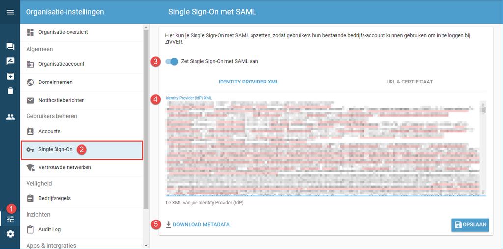 3. SSO instellen in ZIVVER De eerste stap is om SSO in ZIVVER in te stellen. Dit doe je in de webapp van ZIVVER: https://app.zivver.com. Log hier in als beheerder. 1. Klik linksonder op de knop.