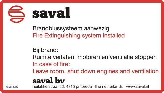 4.4 Aanbrengen van de waarschuwingssticker(s) Het is van groot belang dat de gebruikers van het beveiligde object weten dat een Saval Reflex systeem is aangebracht.