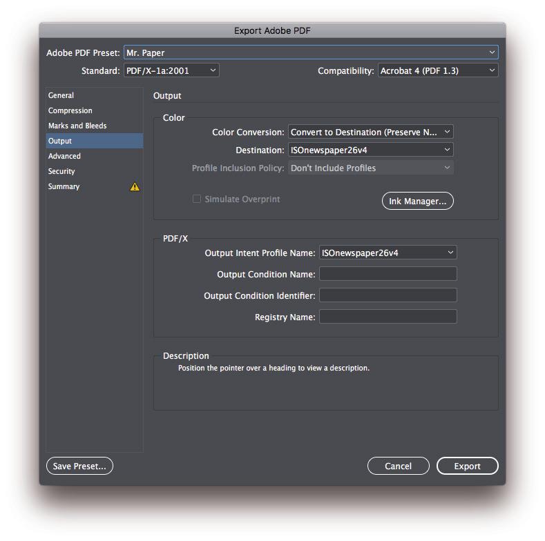 Exporteer naar PDF en kies voor Adobe PDF (Print) Neem