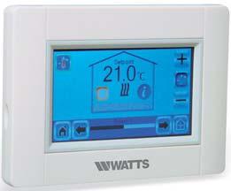 WATTS VISION 868 MHZ THERMOSTAATSYSTEMEN 5 CENTRALE TOUCHSCREEN UNIT ZONDER WIFI Centrale Touch screen met kleurenscherm. Individuele tijd programmering voor elke kamer. Bidirectionele communicatie.