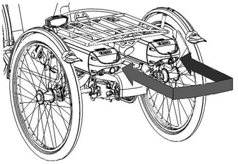 Er is één accuhouder aangesloten op het systeem, te herkennen aan de kabels. Schakelbaar accupakket: (optioneel) De fiets kan worden uitgevoerd met een schakelbaar accupakket.