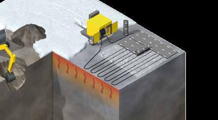 Doordacht systeem: dankzij de in lusvormige banen gelegde verwarmingsslangen is de beton in een handomdraai uitgehard. Hydronische kachels voor oppervlakken versnellen arbeidsprocessen, bijv.