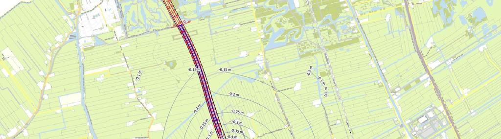 Figuur 2-1 Berekende verlagingscontouren 1 e watervoerend pakket (5m grid) Naast de verlagingscontouren zijn de volgende criteria gehanteerd bij het bepalen van de peilbuislocaties: 1.