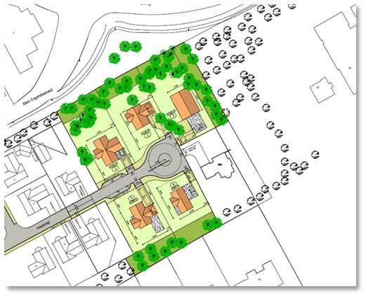 een erfontsluitingsweg. De woningen en een bestaande woning net ten noordoosten ervan, worden ontsloten via de Houtsnip.