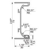 rechts) C-profiel LED Montageclips Technische tekening profiel 0720 LED C-ALU