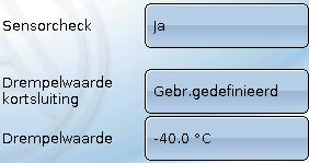 De standaardwaardes voor temperatuursensoren zijn bij kortsluiting -9999,9 C en bij onderbreking 9999,9 C. Deze waardes worden in geval van een fout voor de interne berekening gebruikt.
