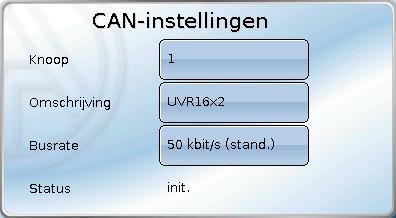 CAN-instellingen CAN-Bus Knoop Vastleggen van het eigen CAN-knoopnummer (Instelbereik: 1 62). Het apparaat met knoopnummer 1 geeft het tijdstempel voor alle andere CAN-Busapparaten voor.
