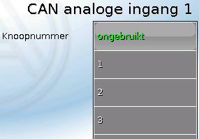 CAN-Bus CAN-analoge ingangen Er kunnen tot 64 CAN-analoge ingangen geprogrammeerd worden.
