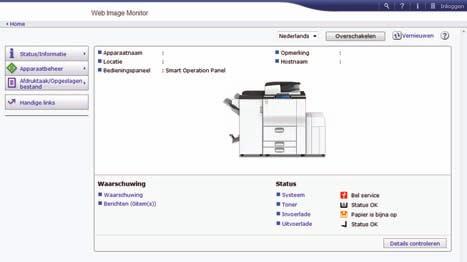 8. Web Image Monitor In dit hoofdstuk komen veelgebruikte Web Image Monitor-functies en -handelingen aan bod.
