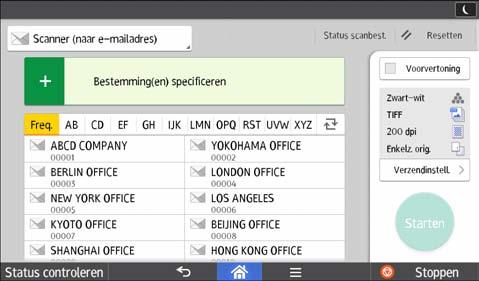 2. Snel aan de slag Nr. Pictogram Beschrijving 12 13 14 U kunt instellingen opgeven zodat bestanden direct of via F-code vertrouwelijke communicatie op een specifiek tijdstip worden verzonden.