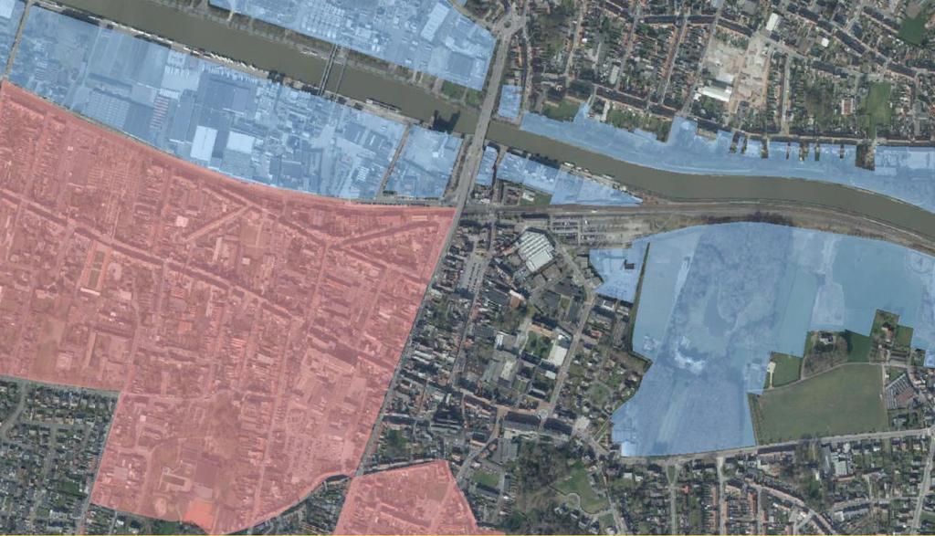 Flankerende instrumenten Stad Izegem Recht van voorkoop over het volledige plangebied Gronden en gebouwen die verkocht worden kunnen door de stad, bij voorrang op de kandidaatkoper, aangekocht worden