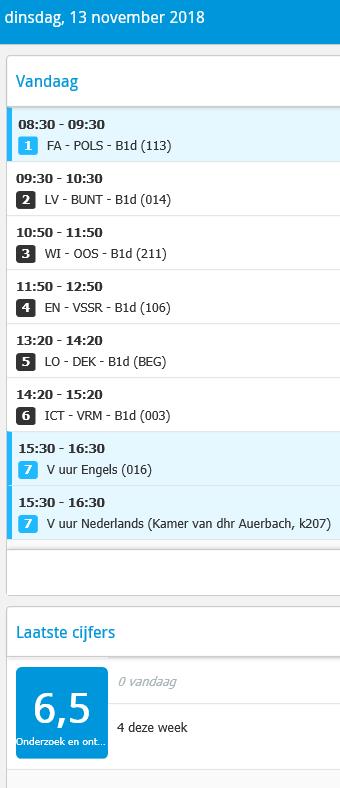 Dagelijkse gang van zaken Een schooldag; 1 e 7 e uur Onderbouw aaneengesloten rooster Omroosteren waar