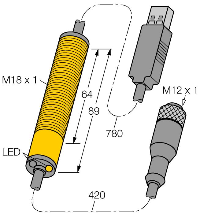 Functietoebehoren BWA-207-C 3077818 interne antenne 7dBi, RP-SMA-stekker BWA-HW-006 3081325 converterkabel van RS485 naar USB 5 / 5 Hans