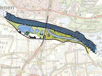 Middelwaard R22-2 De Middelwaard maakt deel uit van de rivier met zijn open, langgerekte uiterwaarden aan de voet van een steile en beboste helling.