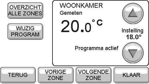 Wijzigen programma s Een periode wijzigen Kies ZONES (of WIJZIG PROGRAM) in het startscherm Indien er meerdere