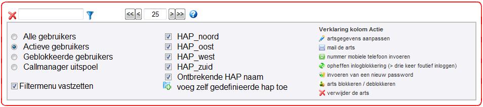 Filtermenu Het filtermenu wordt zichtbaar wanneer de muis op de balk geplaatst wordt en kan er een keuze gemaakt worden in het menu.