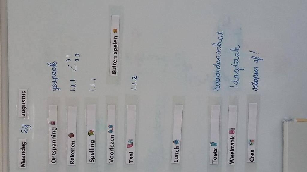 Dagtaak -leren plannen -verantwoordelijkheid dragen voor eigen werk