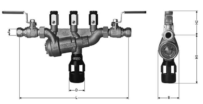 Open langzaam de beide kogelafsluiters (a) en (b). Ontlucht de TBE-BA door middel van de naaldafsluiters 1 + van de manometer. Sluit de beide kogelafsluiters (a) en (b).