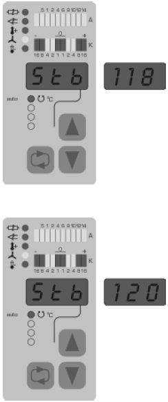 In het display wordt nu afwisselend de actuele temperatuur en de afkorting Stb vertoond.