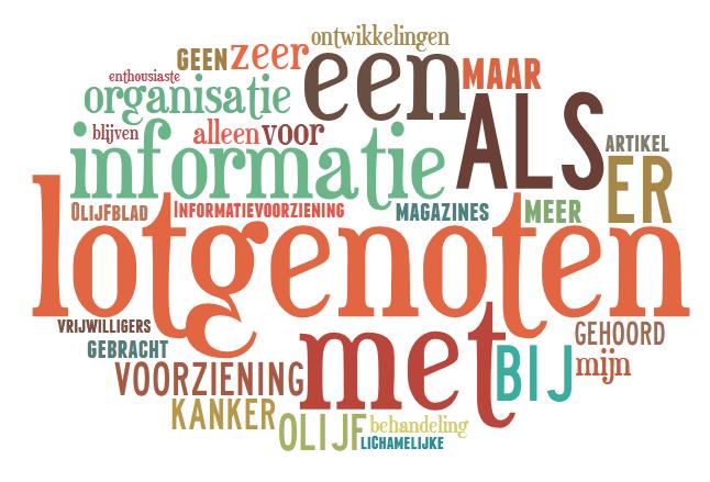 Achterban heeft meeste gehad aan lotgenoten en informatievoorziening Belangrijkste wat Stichting Olijf heeft betekend Verbeterpunten De meeste personen weten geen verbeterpunten te noemen.