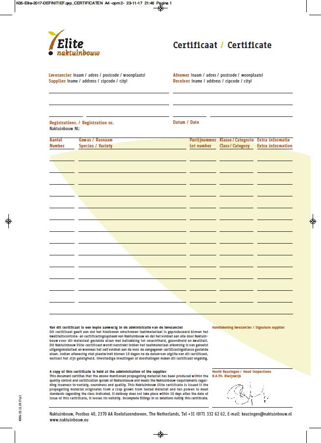 Bijlage V Certificaat Bijlage V -