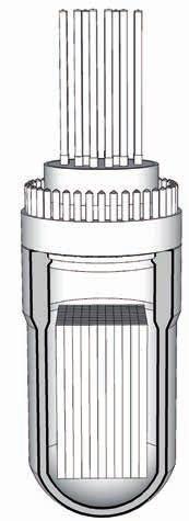 Om deze totale nucleaire installatie staat een betonnen gebouw waarvan de bolvormige bovenkant het meest in het oog springt.