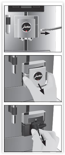 COMBI-UITLOOP DEMONTEREN EN SPOELEN Voor de correcte werking van de combi-uitloop en voor hygiënische redenen is het noodzakelijk de combi-uitloop dagelijks te demonteren en te reinigen.