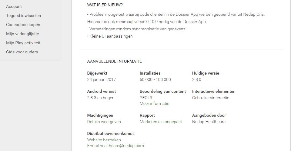 Scroll naar beneden. De informatie is onderin beeld te vinden. iphone - App Store - Via webbrowser op de PC Ga naar deze URL: https://itunes.apple.