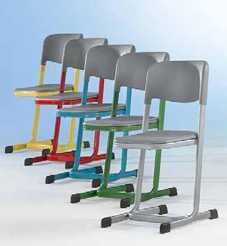 ECOFLEX In hoogte verstelbare en stapelbare leerlingenstoel. Zeer robuust gebouwd, met name door de geïntegreerde slagbeugel. Zeer lange levensduur.
