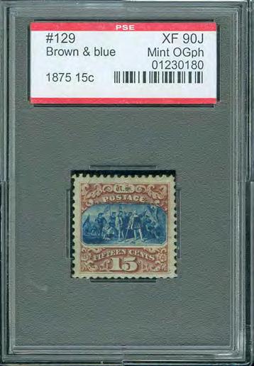 $ 775++ 100 602 603 602 125 - mlh 3c blue 1875, slab PSE: XF 90, Mint OGph,