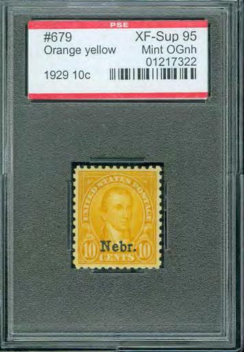 $ 1855 125 645 645 679 - mnh, 10c orange yellow 1929, slab and cert.