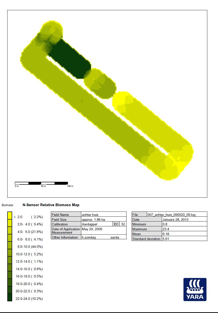 N-sensor biomassakaart van het