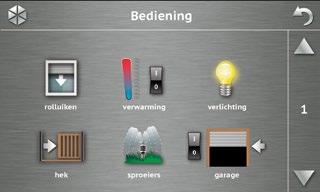 Anderen nemen u mee naar aanvullende schermen waaruit u hulp kunt oproepen of gebouwbeheer functies kunt uitvoeren, zoals bijvoorbeeld bediening van verlichting, verwarming, rolluiken of zonwering.