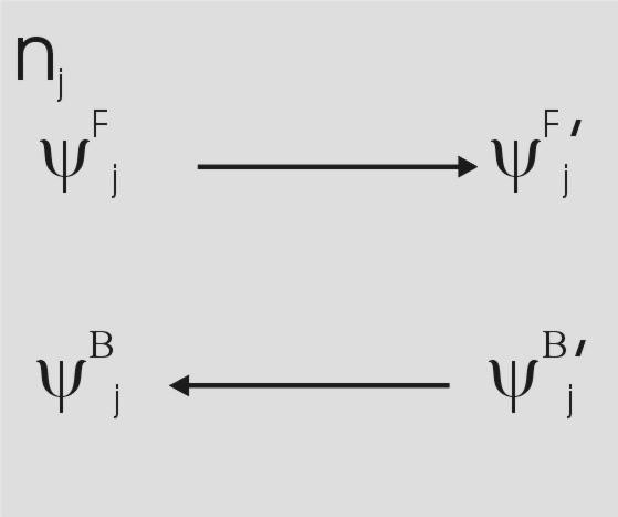 Bij de overgang tussen twee medium kan bewezen worden dat de inkomende en uitgaande velden te schrijven zijn als ψf i = Rij ψf j.