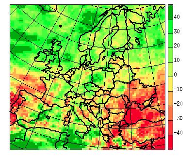 Neerslag extremen in de zomer (verschil 21 e 20 e ) Gemiddeld;