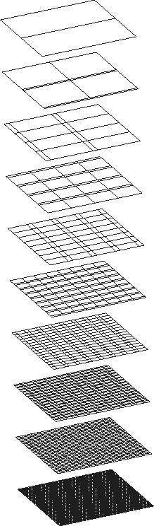 (a) A set of smooth slices derived from the SSC. (b) How the non-horizontal slice of (c) is taken. (c) Corresponding mixed-scale map (non-horizontal slice): closer to the viewer more detail is shown.