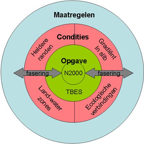 TBES is erop gericht om de formele regionale natuur- en waterdoelen (Natura2000 en KRW) te ondersteunen, maar ook op vergroting van de robuustheid en flexibiliteit van het systeem door vergroting van