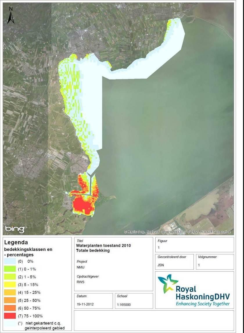 Figuur 3.3: Actueel (2012) areaal waterplanten (Monitoring RWS) In Figuur 3.