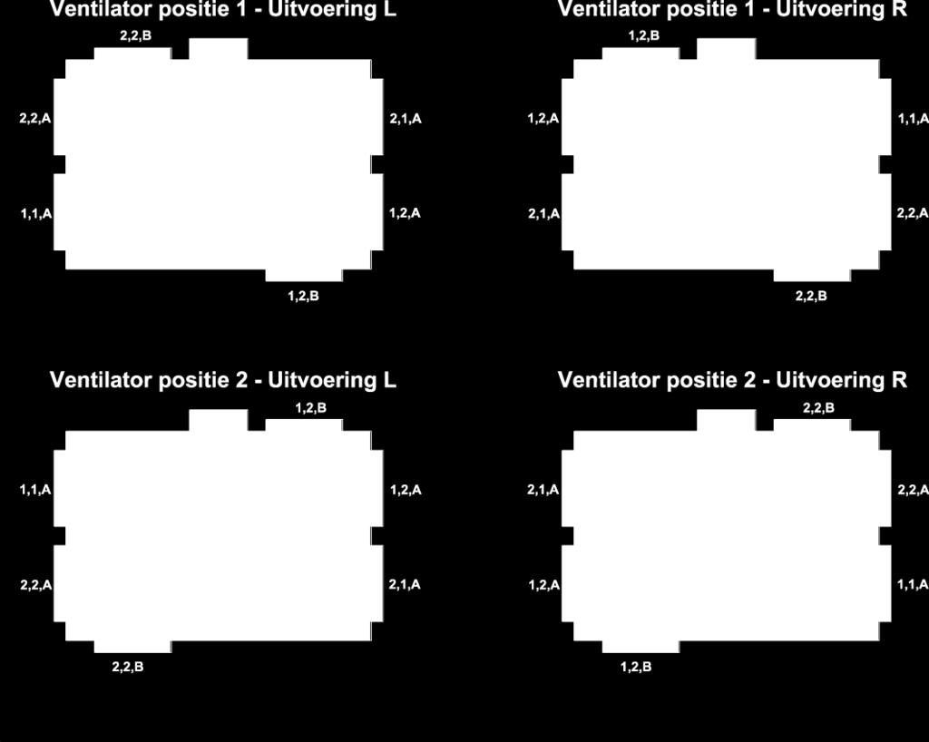 2 Toevoerlucht VEX200 med compactfilter VEX200 met zakfilter Opgelet: Als een zakfilter gekozen is, is