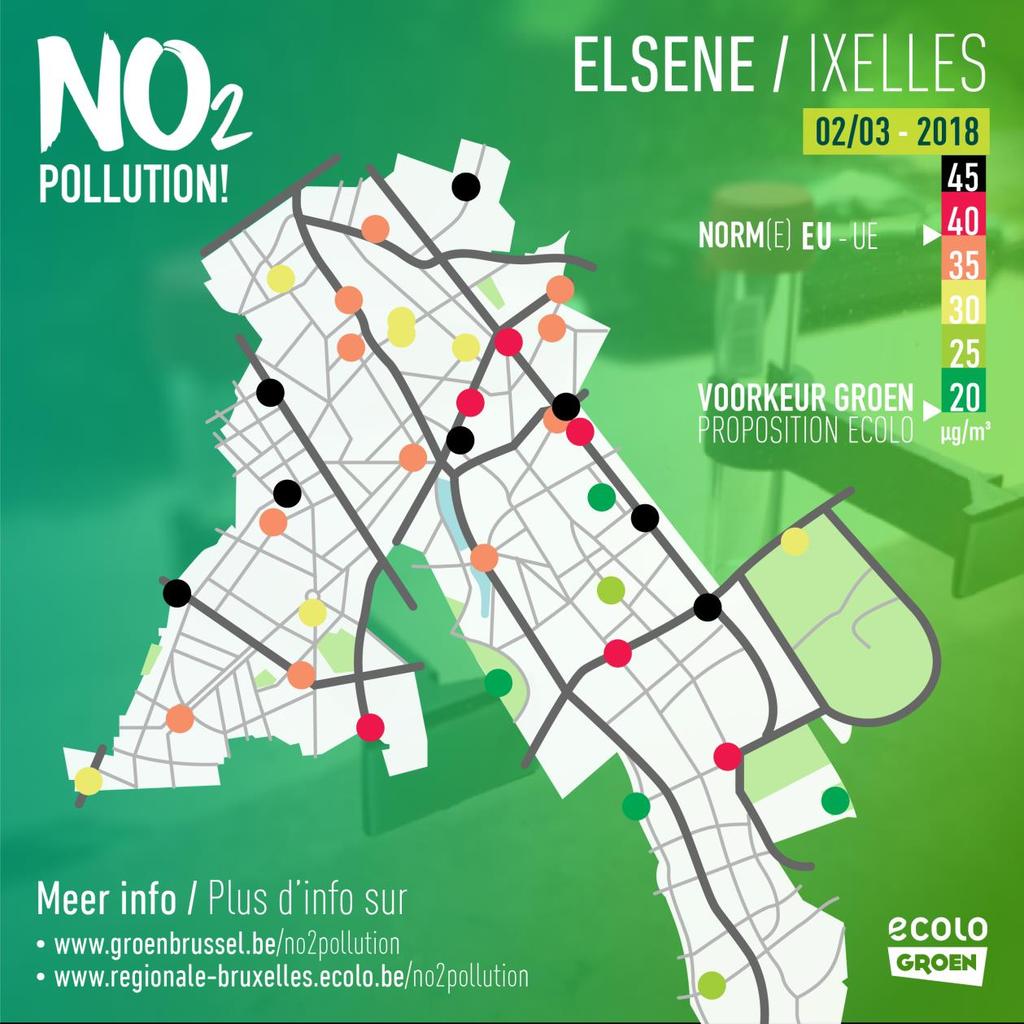Maatregelen Als het van Groen Elsene en Ecolo Ixelles afhangt, wordt er in de volgende legislatuur ook op Elsens niveau een echt luchtkwaliteitsbeleid gevoerd.
