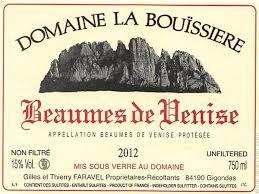 Domaine La Bouissière Wijn 1 Wijn 2 Wijn 3 Wijn 4 Wijn 5 Wijn 6 Wijn 7 Wijn 8 Jaar : 2014 Appellatie: AOC Beaumes de Venise Druiven : grenache 72%, syrah 28% Bijzonderheden : manuele oogst