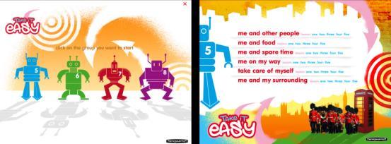 Engels We beschikken over de methode Take it easy, die geheel gebruikt maakt van het digitale schoolbord, waarbij de kinderen ook les krijgen van de digi-teacher.