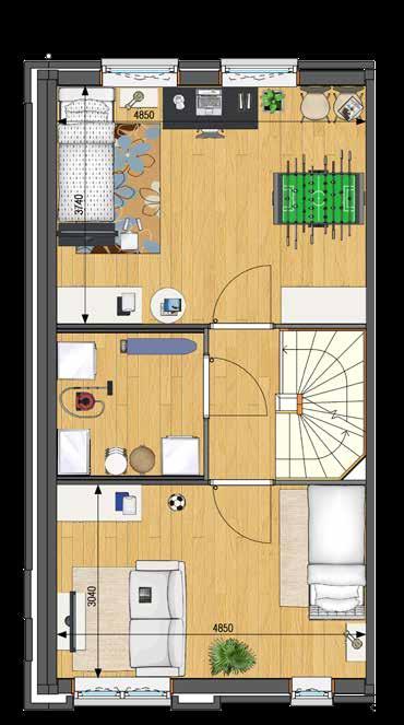 2E Overloop Twee riante slaapkamers Technische ruimte met