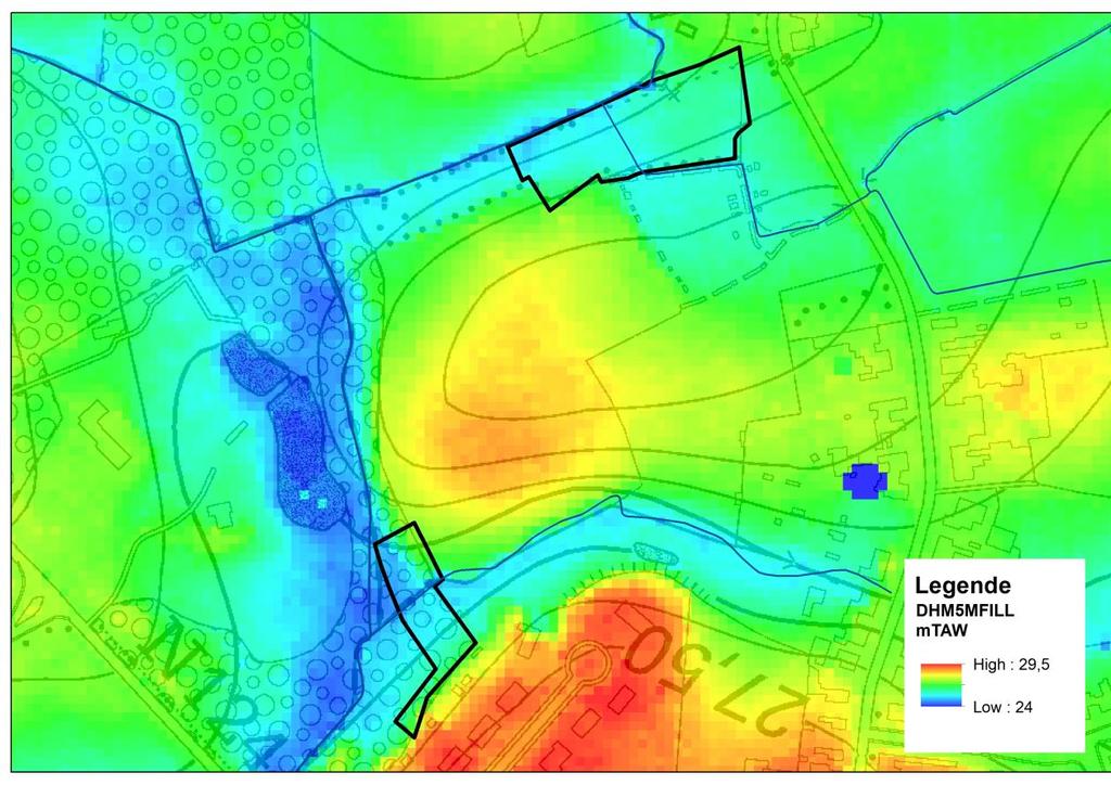 Figuur: digitaal Hoogtemodel (bron mercator) Een modellering van de Visbeek is beschikbaar bij de provincie Antwerpen, dienst waterbeleid.